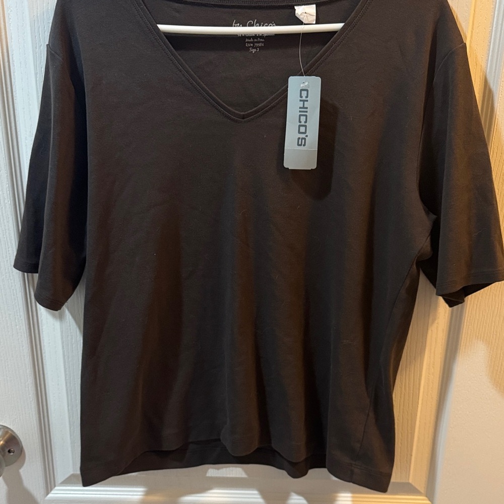 Chico's Dark Brown V-Neck Tee